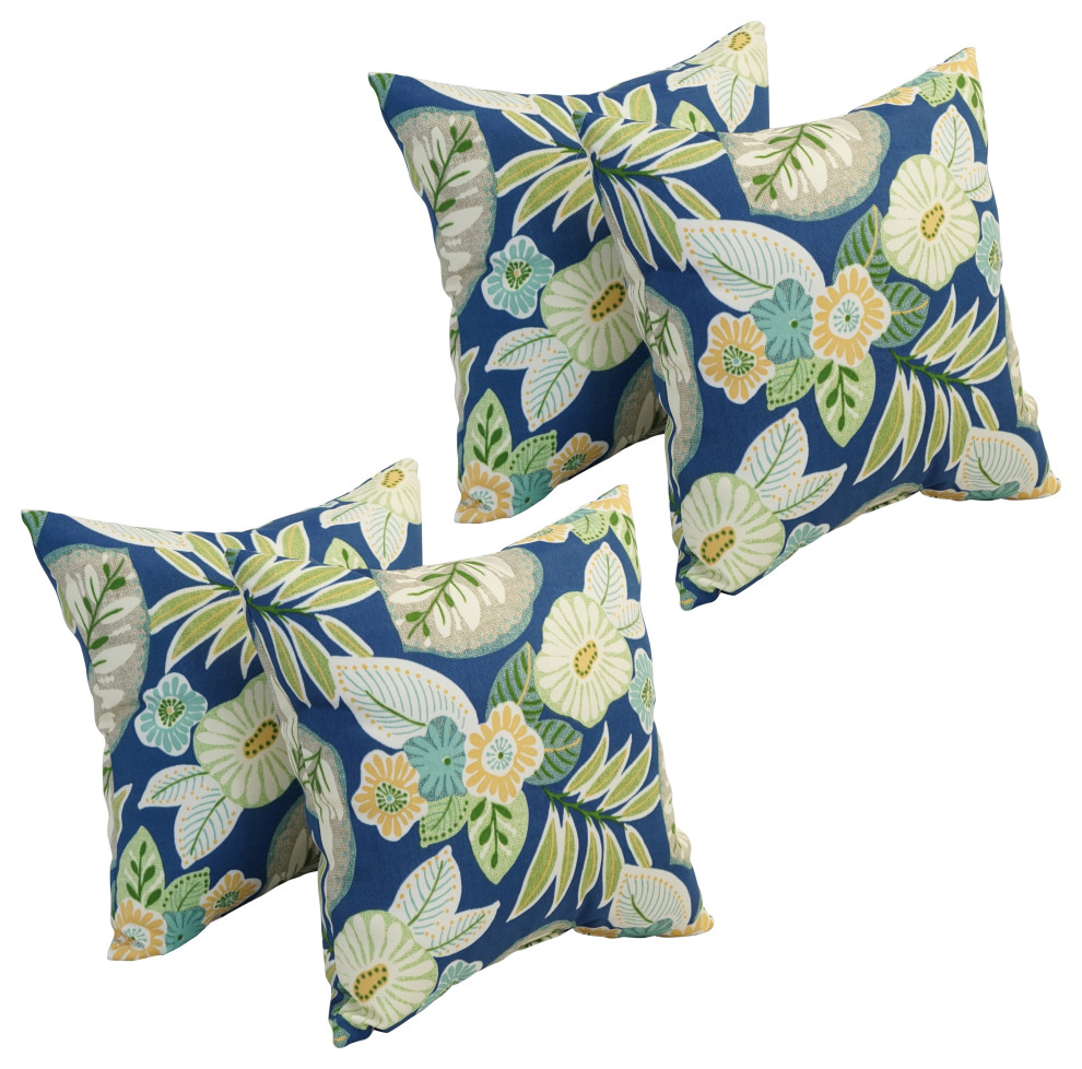 17" Square Polyester Outdoor Throw Pillows, Set of 4, Marlow Poolt