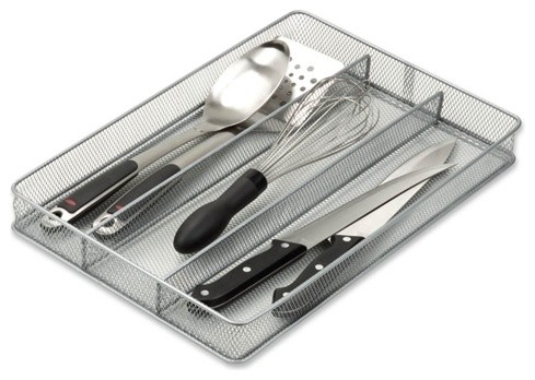 Steel Mesh 3 Compartment Organizer Tray Modern Kitchen Drawer