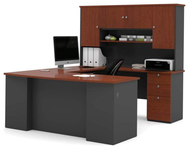 3 Piece U Shaped Desk Set With Hutch Bookcase And File Cabinet U Shaped Desk Set With Hutch Bookcase
