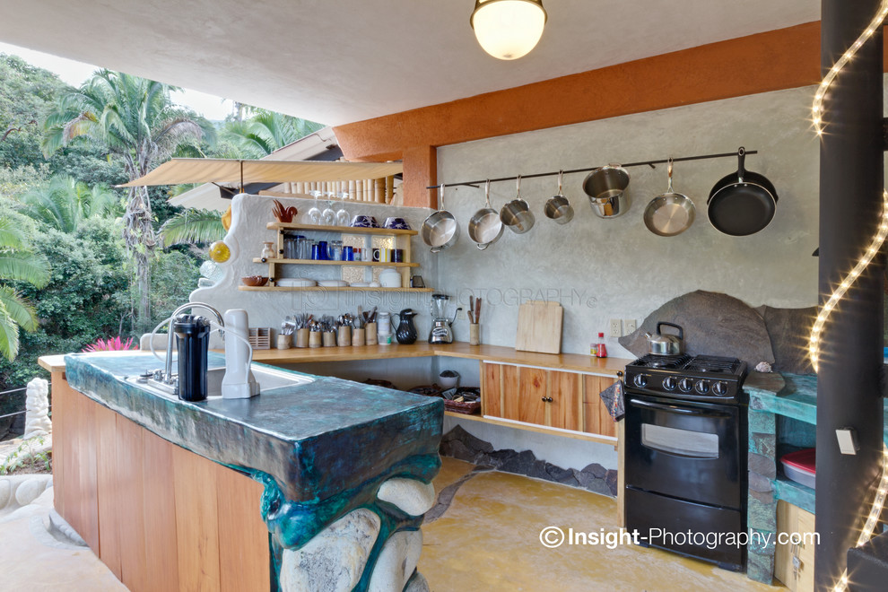 Design ideas for a tropical kitchen in Other.