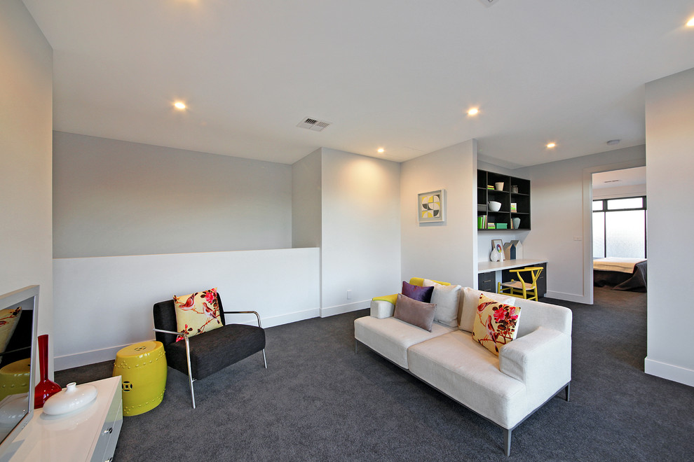 Photo of a mid-sized contemporary family room in Melbourne.