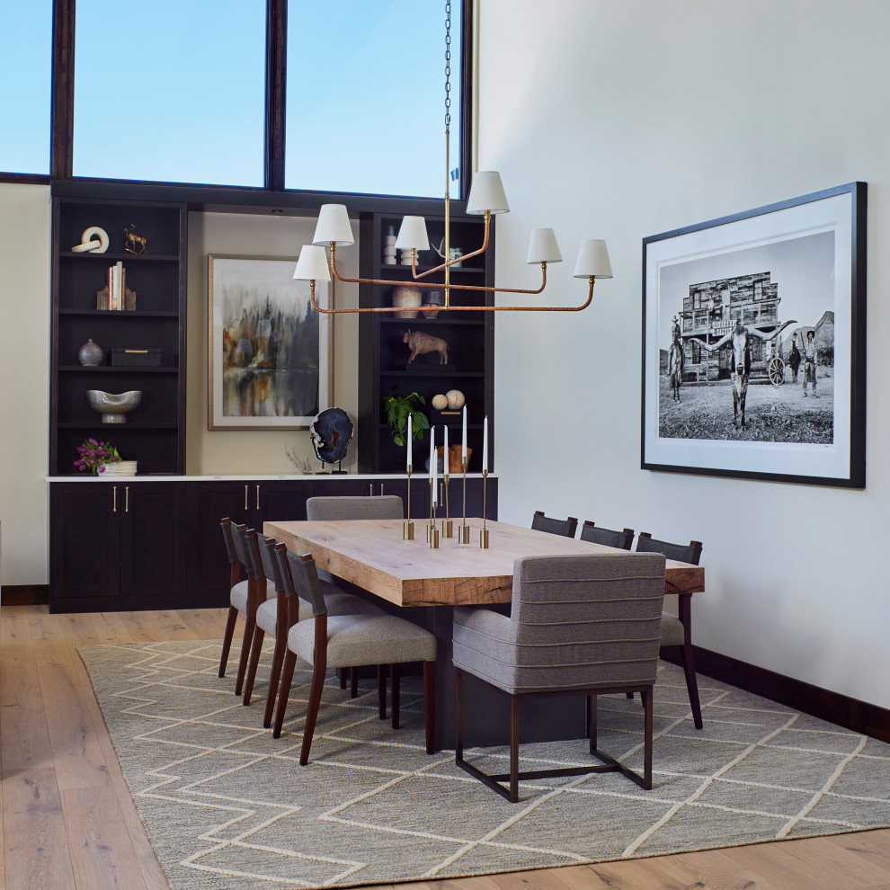 Inspiration for a rustic dining room remodel in Denver