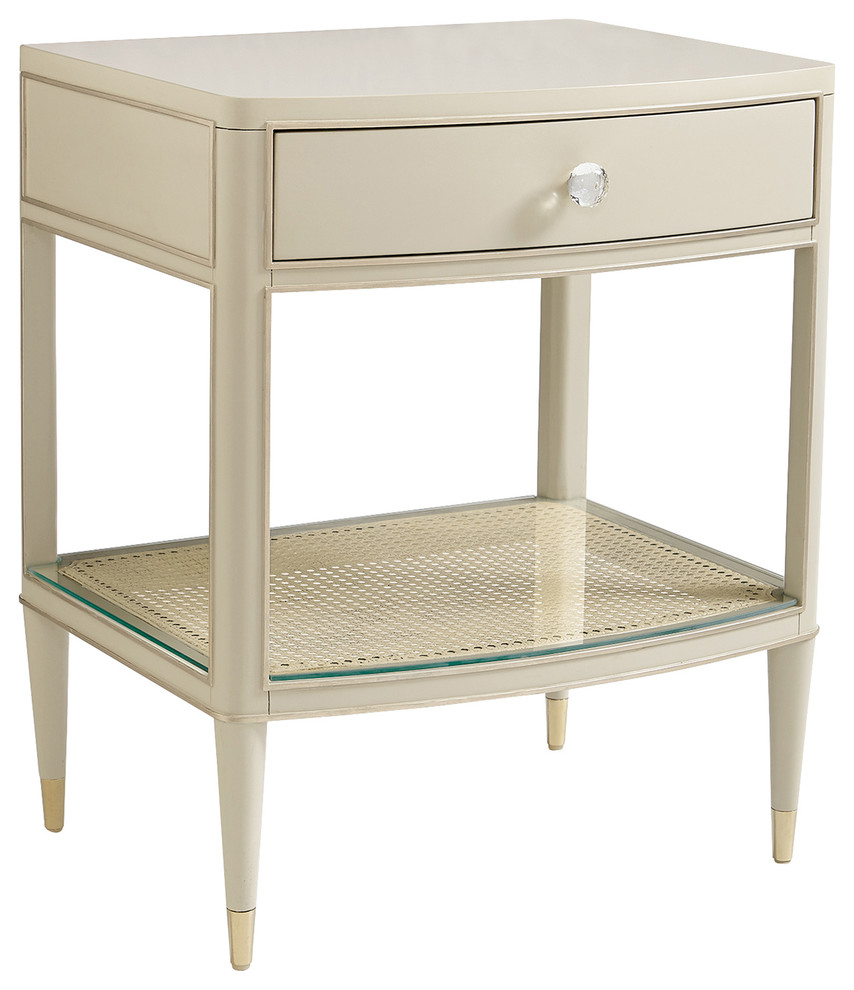 Ashleigh Modern Classic Metallic Taupe Nightstand Tropical