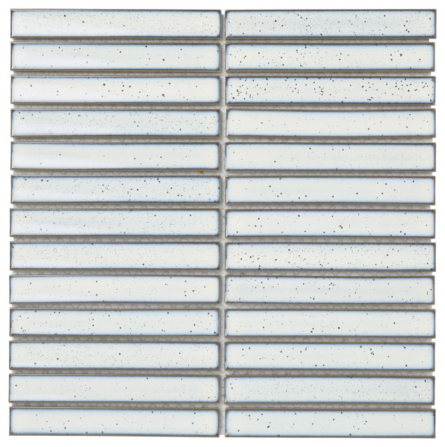 Glazed Porcelain Mosaic Tile Sheet Sevilla KitKat Fingers 6"x1" Glossy White