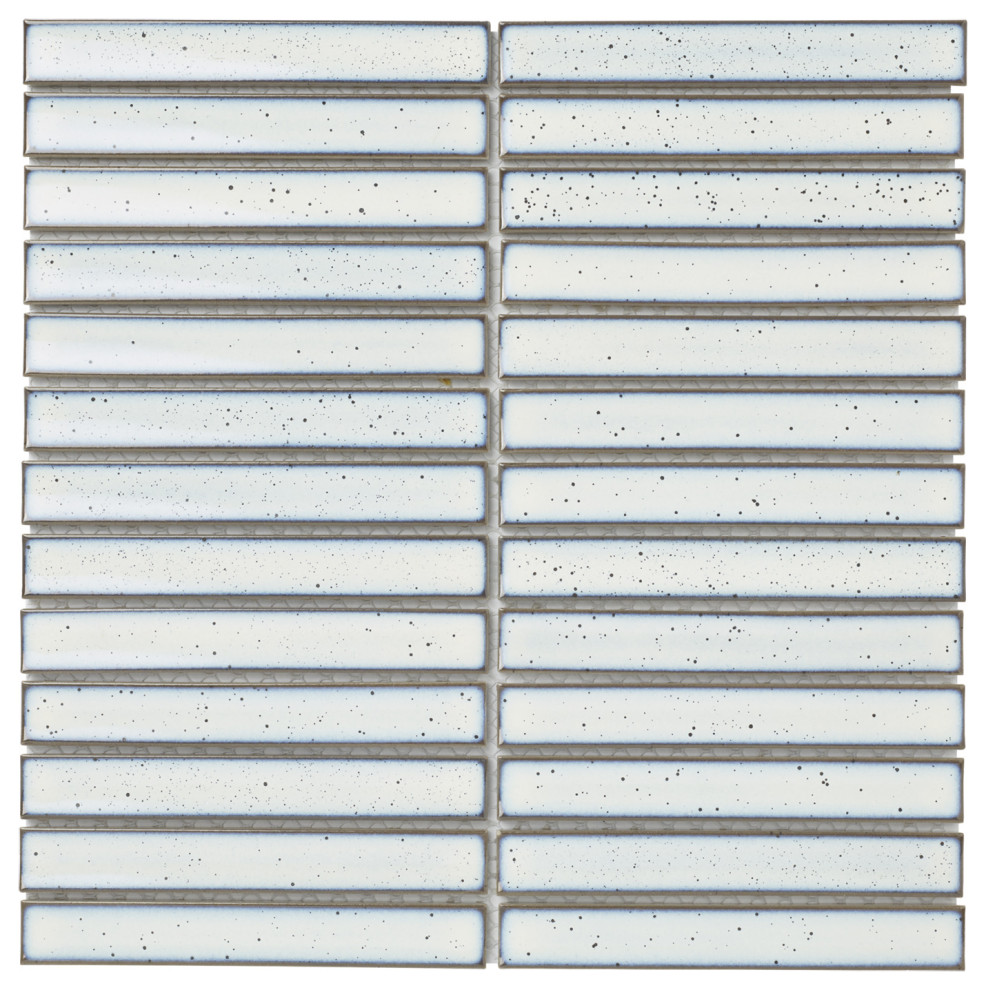 Glazed Porcelain Mosaic Tile Sheet Sevilla KitKat Fingers 6"x1" Glossy White