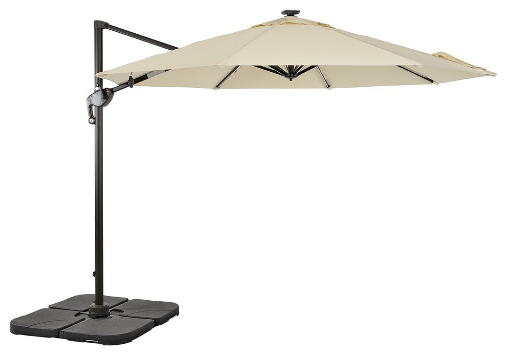 10 Cantilever Luxury Umbrella With Led Stripe Light Contemporary Outdoor Umbrellas By Inqbrands