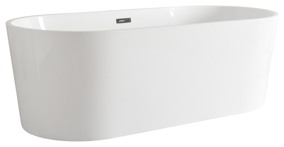 Tisbury Oval Freestanding Bathtub, White Acrylic, 67"