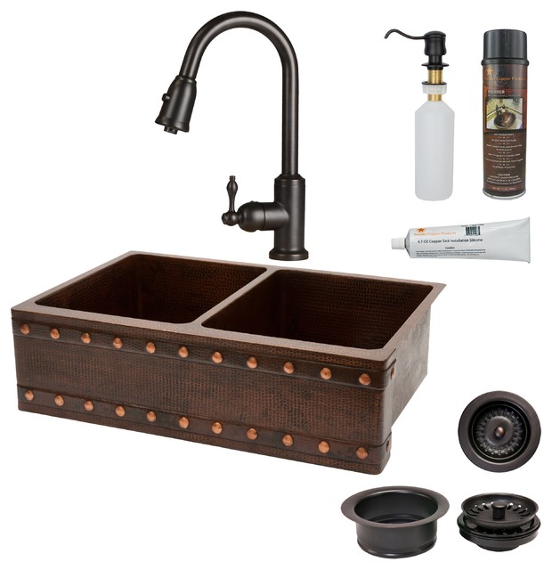 Premier Copper Products, KSP2_KA50DB33229BS Kitchen Sink ...