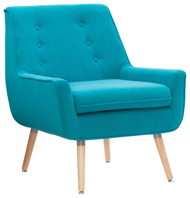 Comfortable Accent Chair, Cushioned Seat With 6 Buttoned Backrest, Faux Sherpa Midcentury