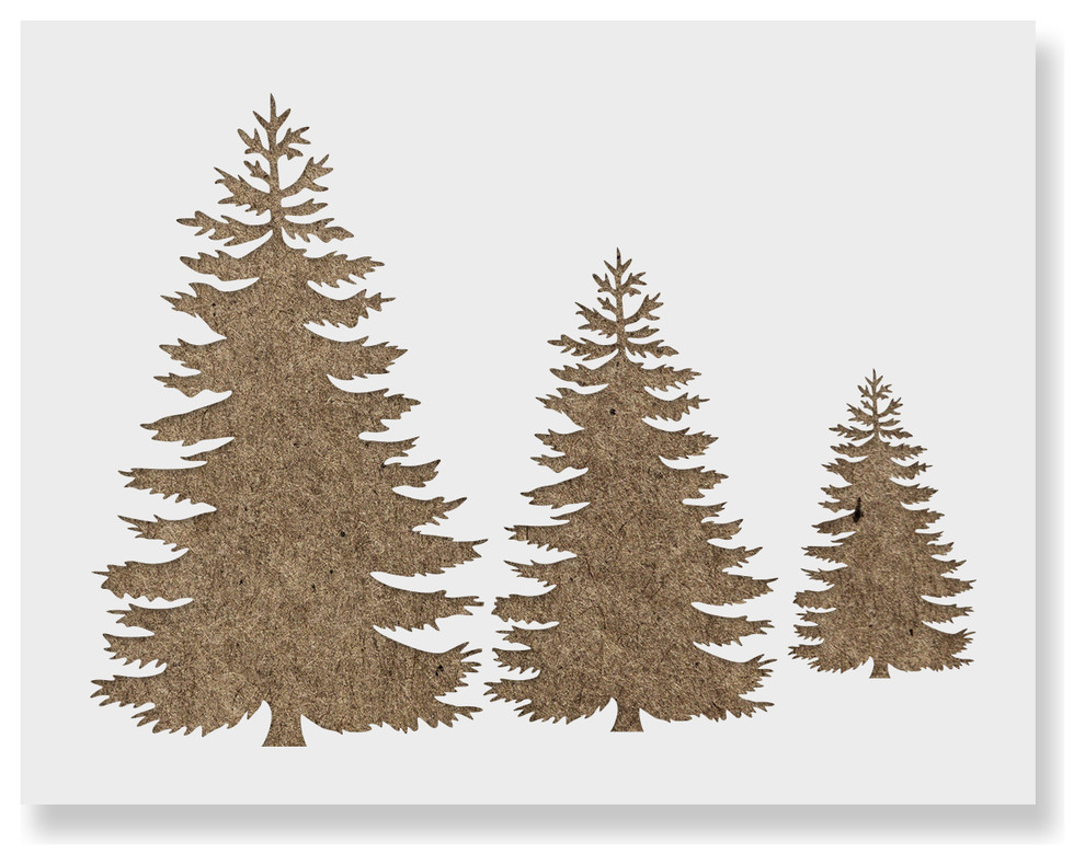 Pine Trees Stencil on Reusable Mylar for Crafts Rustic Wall