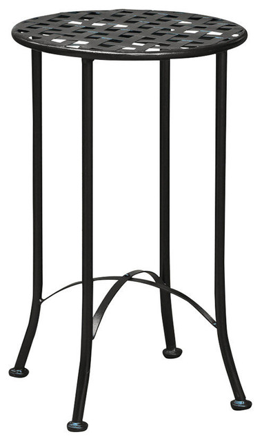 International Caravan Mandalay Iron Patio Side Table In Antique Black International Caravan Mandalay Iron Patio Side Table In Antique Black