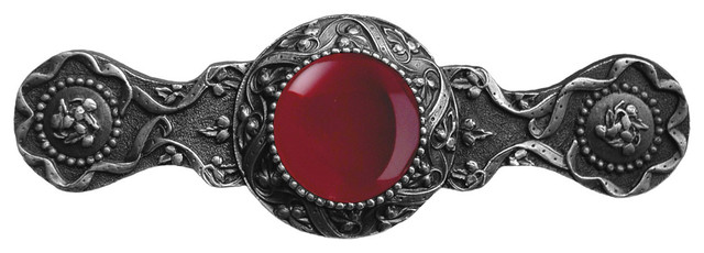 Victorian Jewel Pull Antique Pewter/Red Carnelian