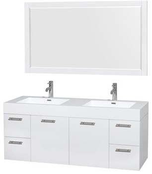 Amare 60" Wall-Mounted Double Bathroom Vanity Set with Integrated Sinks by Wyndh