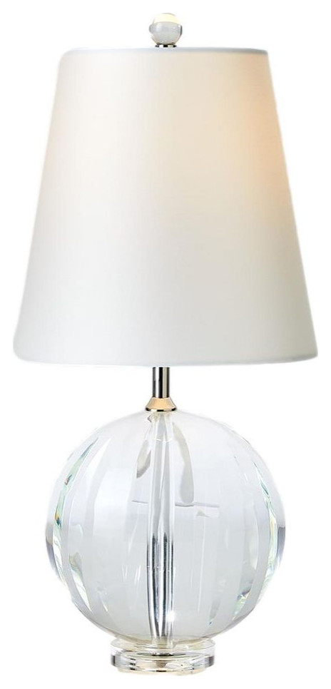 Petite Faceted Crystal Ball Table Lamp 19.5 in Clear Traditional Sphere Elegant