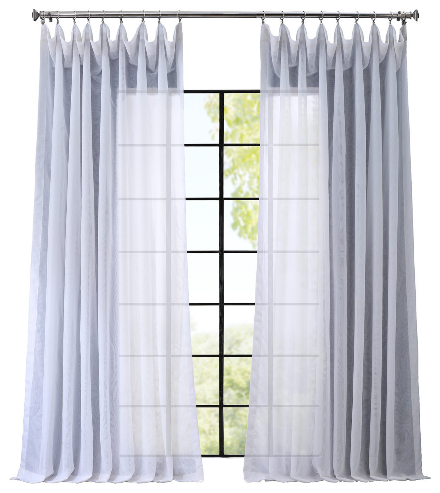 Signature Double Wide White Sheer Curtain Single Panel, 100"x120"