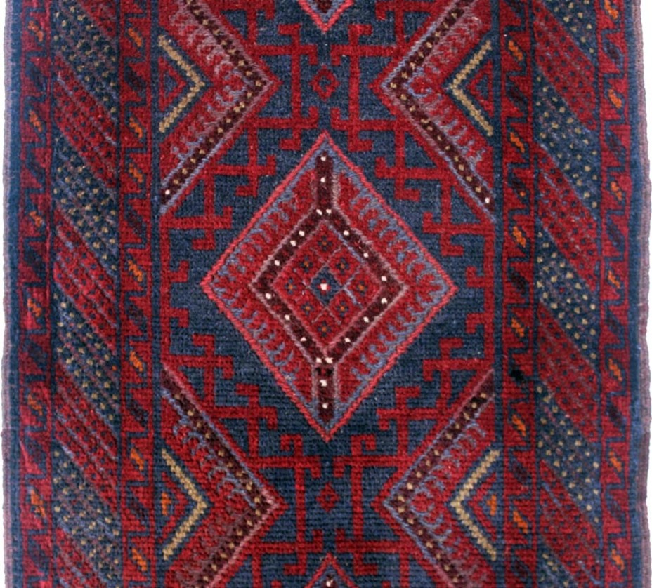 Traditional Rug, Blue, Red, 2'x9', Mashwani, Handmade Wool