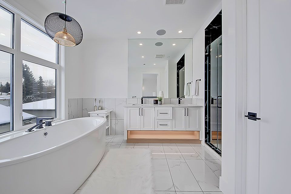 Transitional home design photo in Calgary