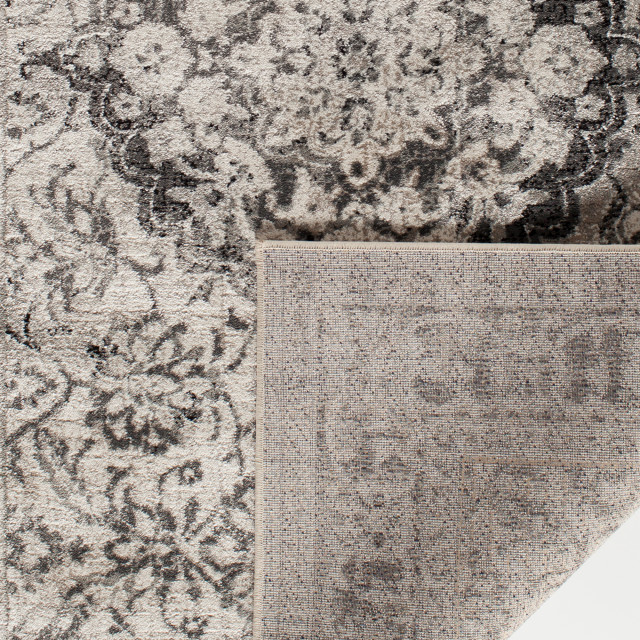 Candella Charcoal and Off White Woven Area Rug, 7'10" x 9'10