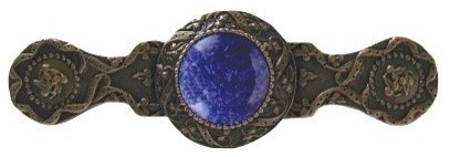 Victorian Pull, Antique-Style Solid Bronze With Blue Sodalite