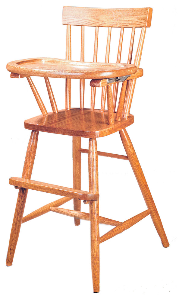 Comback Slide Tray High Chair, Oak Hardwood Handmade, Natural Stain
