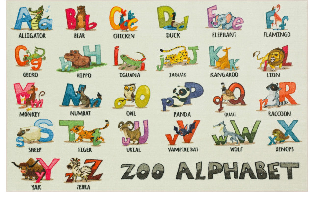 Alphabet Zoo Area Rug, Multi, 8' x 10'