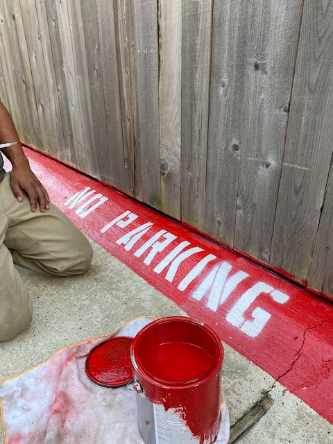 Painted Safety Red Fire Curb