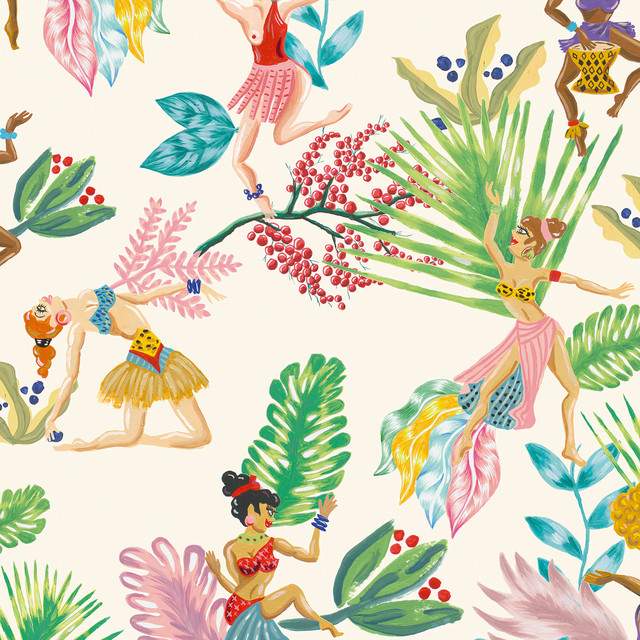 Calypso Dancers Wallpaper Modern Wallpaper By Coordonn Houzz Uk