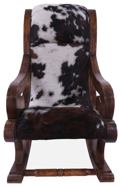 Hair-On Cowhide Wooden Handcrafted Rocking Chair RC112-FC, 24