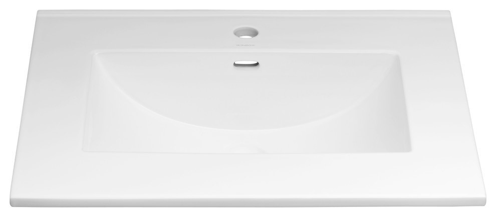 Ronbow Kara Ceramic Sink Top With Single Faucet Hole, White, 25"