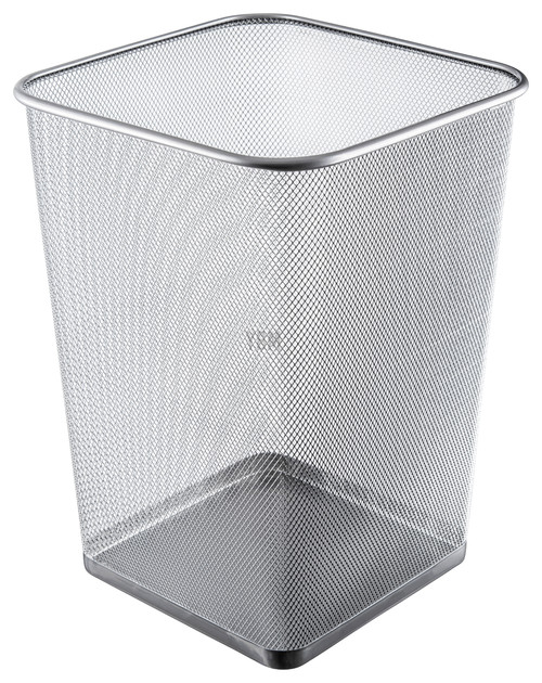 YBM Home Steel Silver Mesh Wire Square Open Top Waste Basket Capacity 5 Gallon