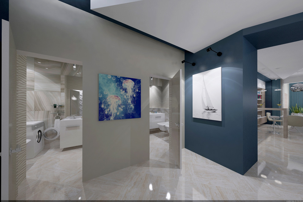 Дизайн проект квартиры в городе Сочи, минимализм морской