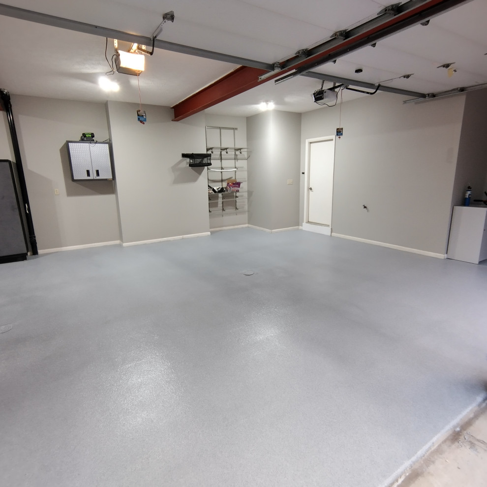 Garage floor coating with quartz broadcast Traditional Garage