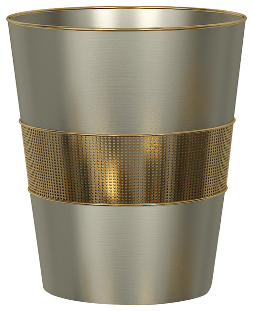 nu steel Selma Brushed Gold Wastebasket Contemporary Wastebaskets