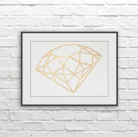Geometric Gold Diamond Original Artwork by Geometric Gold
