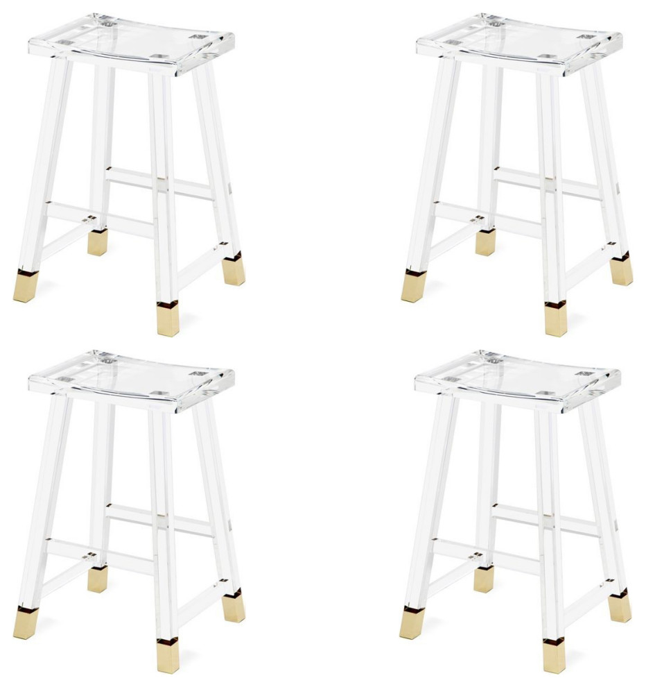 Vaughan Modern Acrylic Kitchen Island Bar Stool, Set of 4