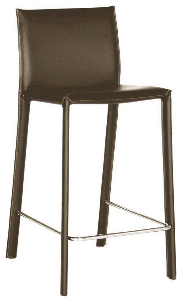 Baxton Studio Crawford Leather Counter Height Stools, Brown, Set of 2