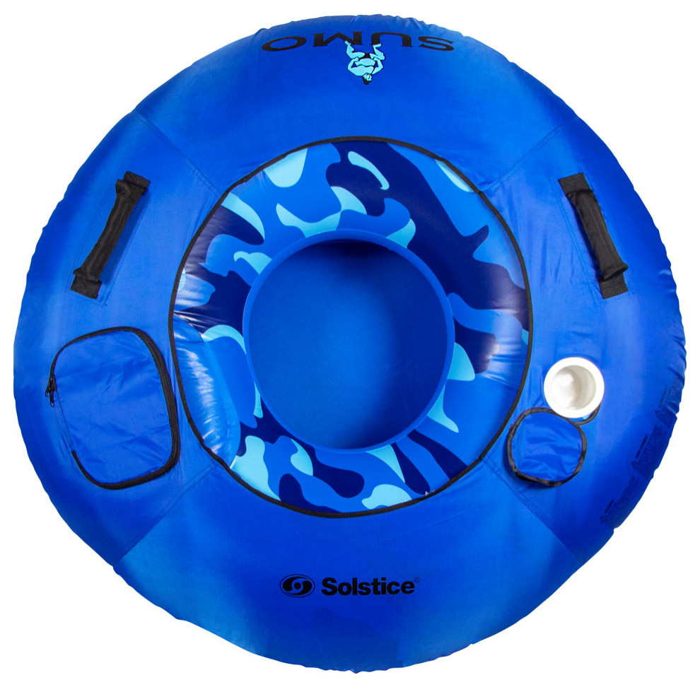 54-Inch Inflatable Blue Camouflage Swimming Pool Tube w/ Cup Holder