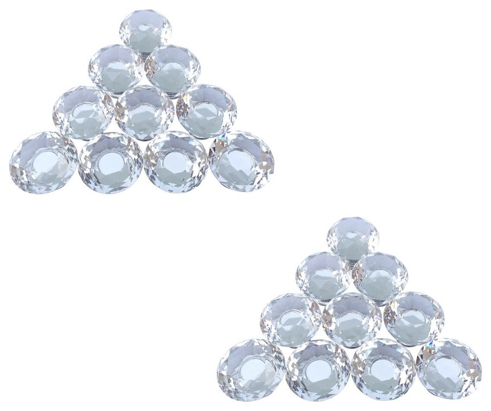 Glass Cabinet Knobs Diamond Shape Pull Handles Dresser Drawer Knobs 20 pcs