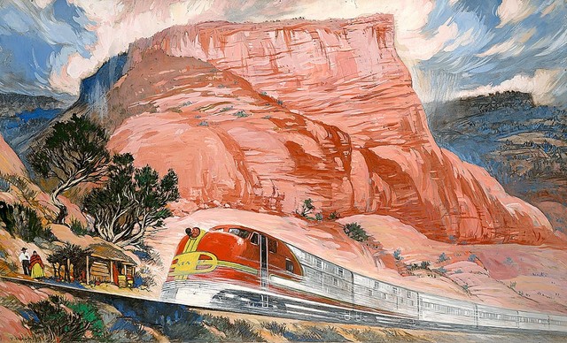 Speeding Train, Desert Wallpaper Wall Mural, Self-Adhesive