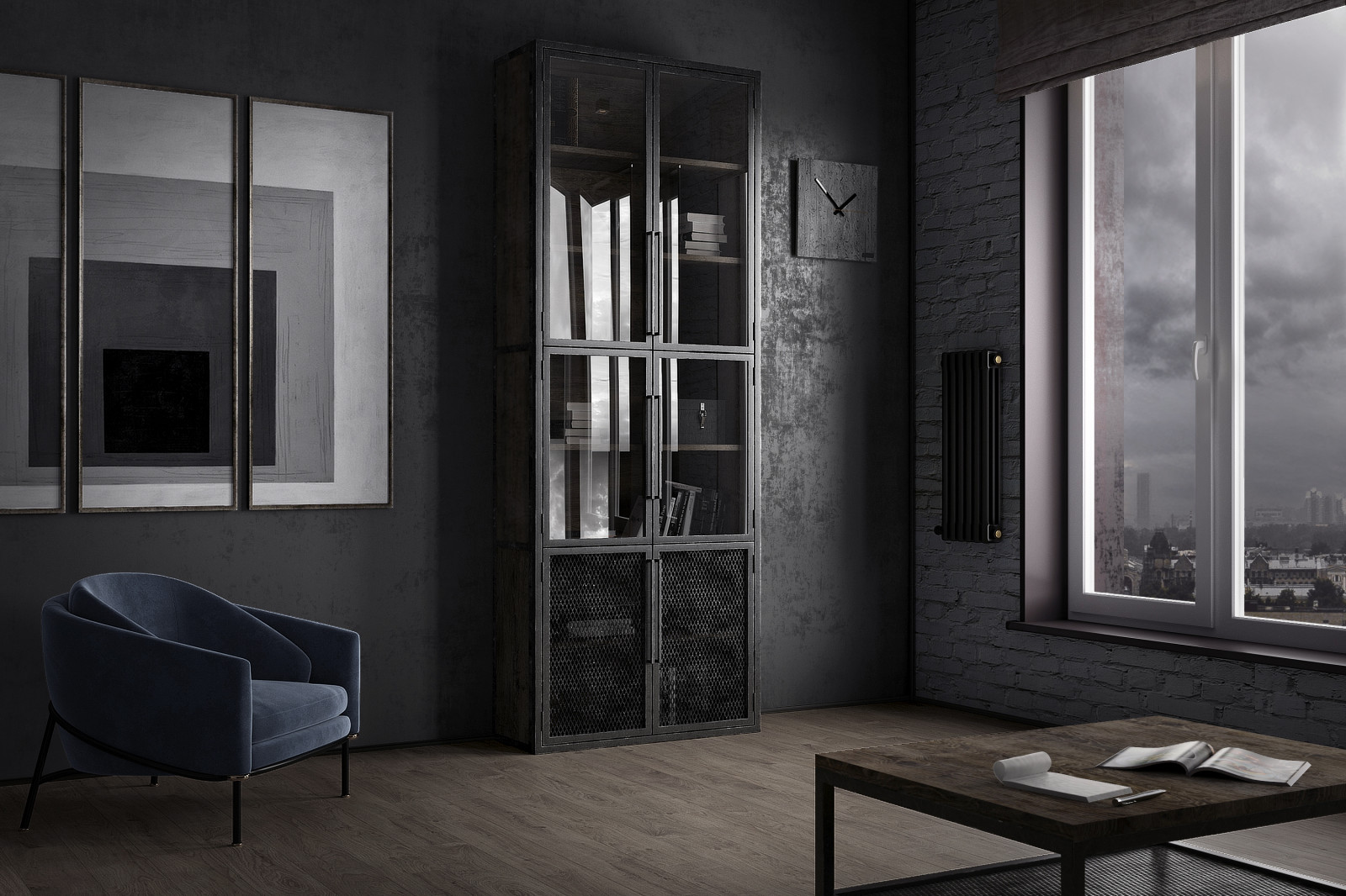 Мрачная и брутальная квартира лофт