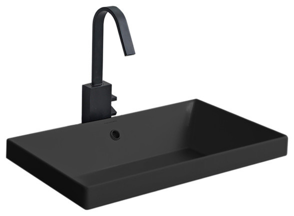 Rectangular Small Matte Black Ceramic, Small Rectangle Drop In Bathroom Sink