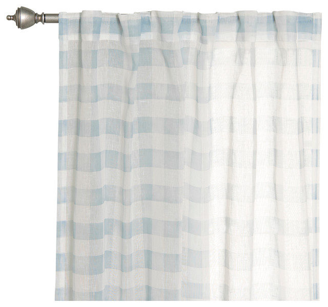 Sheer Watercolor Plaid Curtains Contemporary Curtains By
