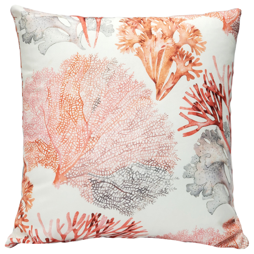 Tiger Beach Pink Coral Throw Pillow 21x21, with Polyfill Insert, 21"x21" Beach Style
