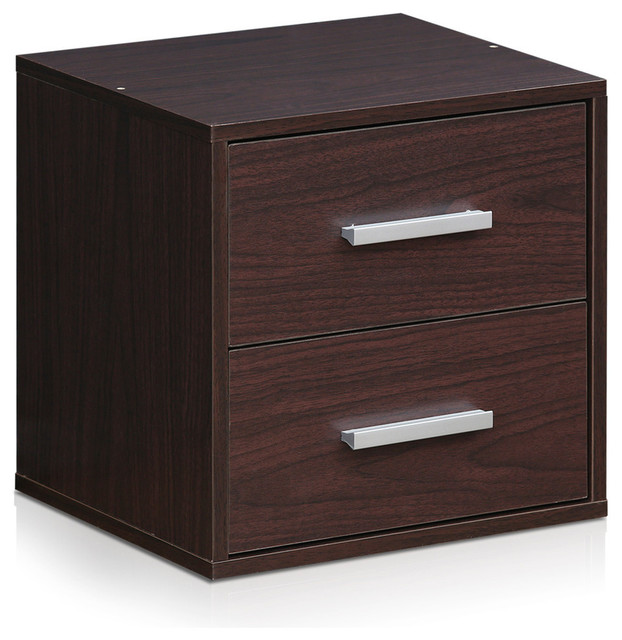 Indo Fls 3535ex Petite Stackable 2 Drawers Storage Cube Espresso
