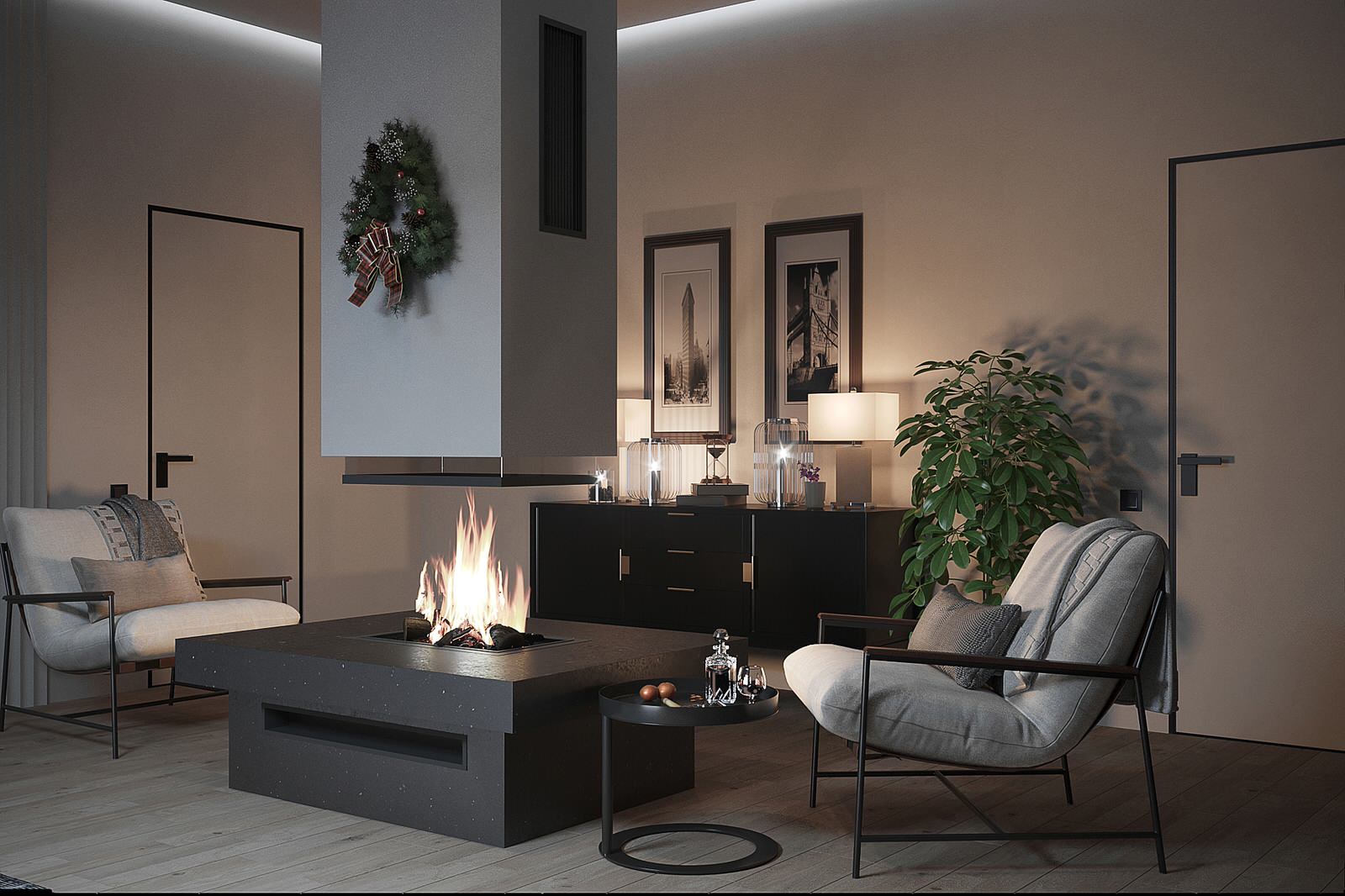 Каминная зона.