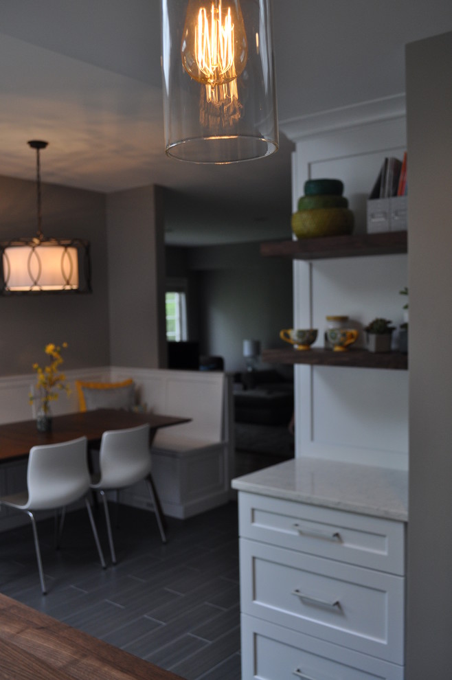 Example of a transitional home design design in Chicago