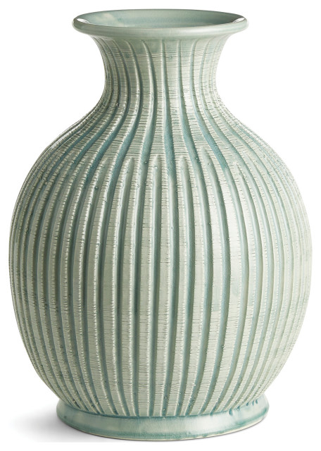Graffio Vase, Celadon, 11.5x11.5x15