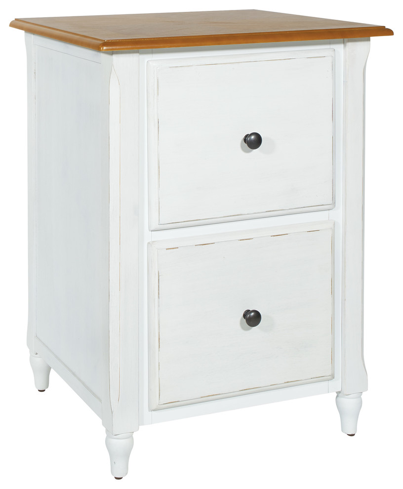 Medford File Distressed White With Stained Top French Country Filing by