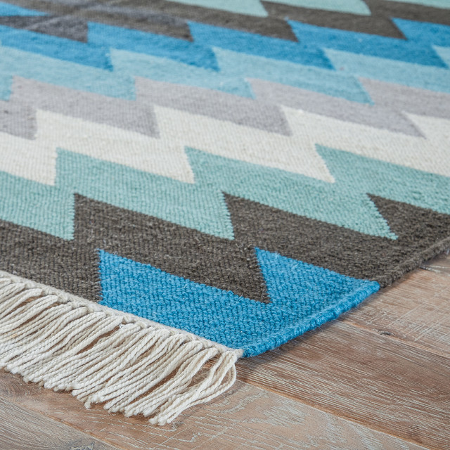 Jaipur Living Mojave Indoor Outdoor Geometric Aqua Gray Area Rug