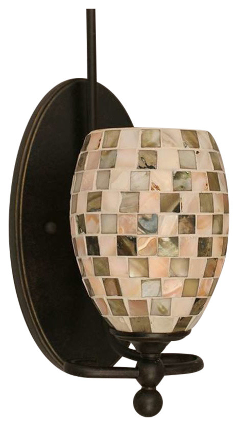 Toltec Lighting Capri 1-Light Wall Sconce, Sea Haze Seashell Glass, 5"